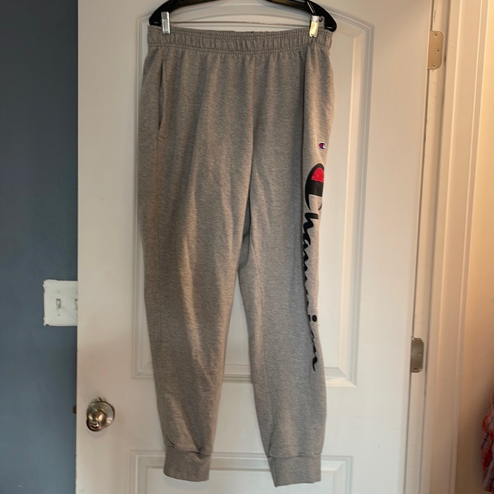 Champion logo gray jogging pants drawstring size xl